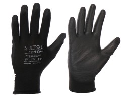 Rukavice pracovní z polyesteru polomáčené v polyuretanu GLOVE PE-PU 10, černé, velikost 10