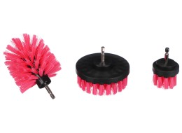 Sada kartáčů na vrtačku pro čištění auta CAR DETAILING DRILL BRUSH PINK 3, 3ks