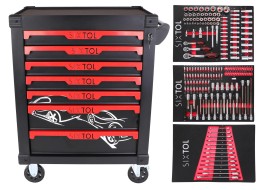 Dílenský vozík na nářadí MECHANIC TROLLEY KEVIN 195, 7 šuplíků, 195 ks nářadí